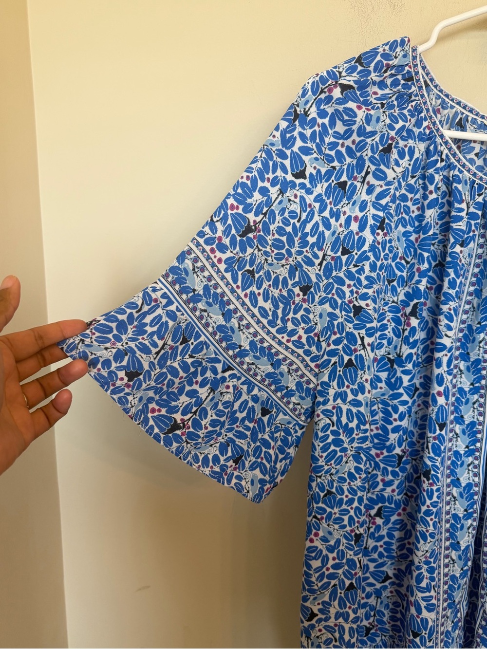 230 Max Studio London Blue Floral Butterfly Print Boho Tunic Top 1X cottagecore - Picture 5 of 8